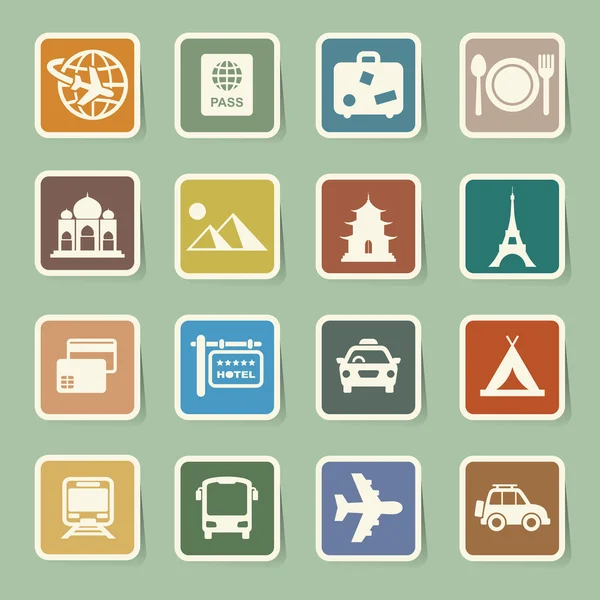 Reis- en vakantie icons set — Stockvector