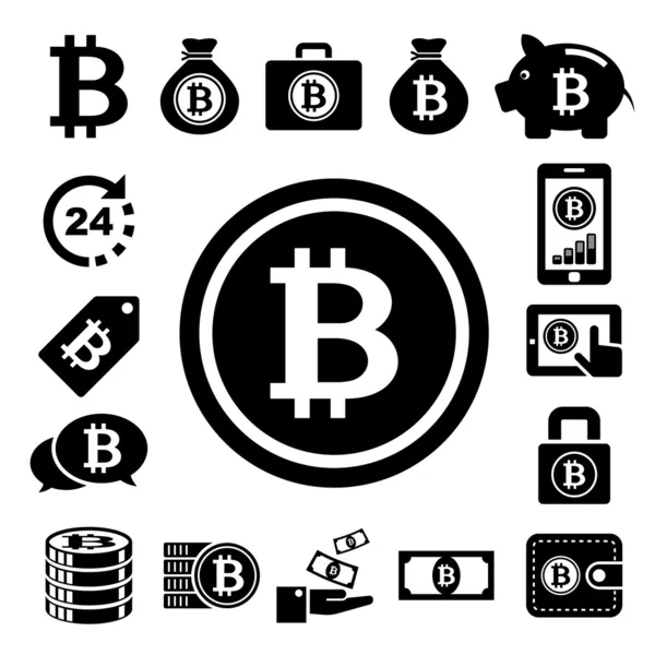 Conjunto de ícones bitcoin — Vetor de Stock