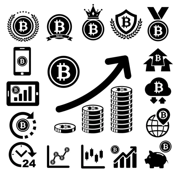 Bitcoin-Symbole gesetzt — Stockvektor