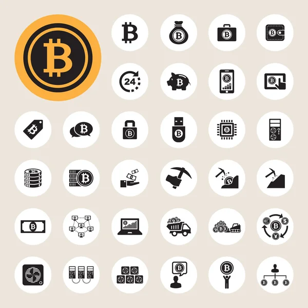 Conjunto de iconos bitcoin — Vector de stock