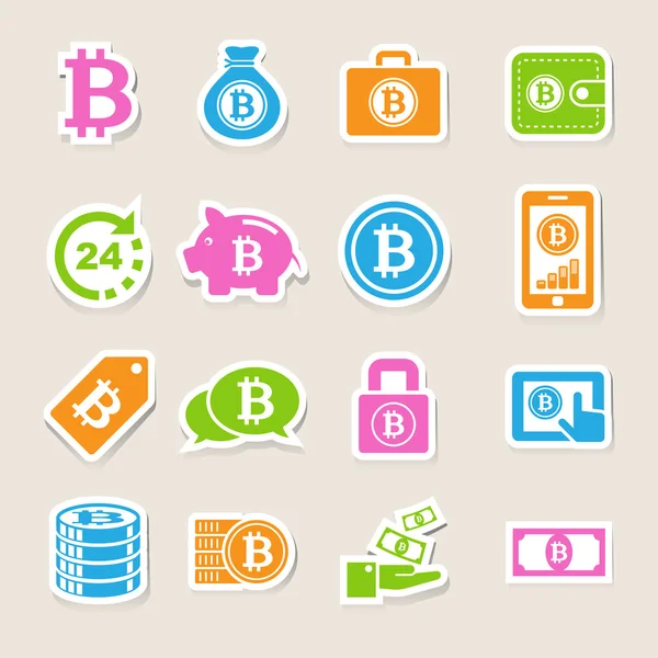 Set icone bitcoin — Vettoriale Stock