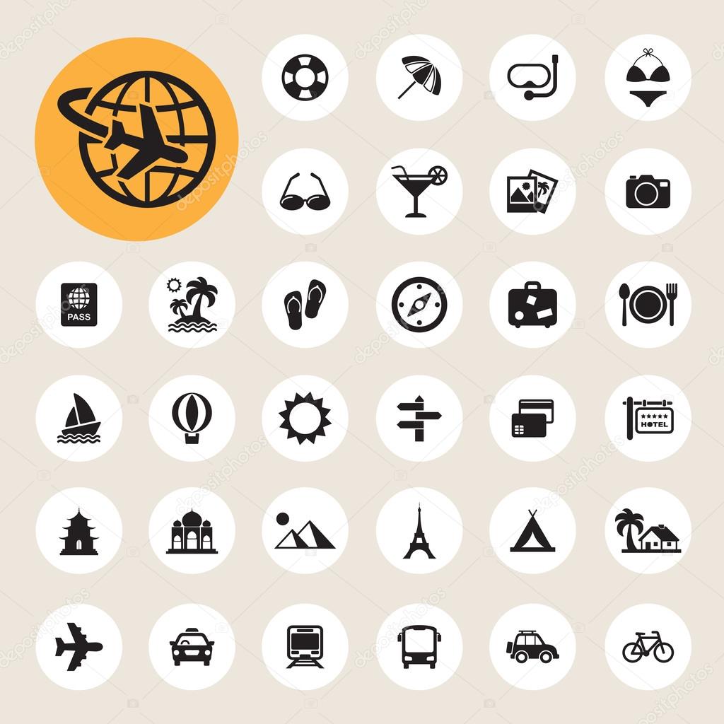 Travel and vacation Icons set