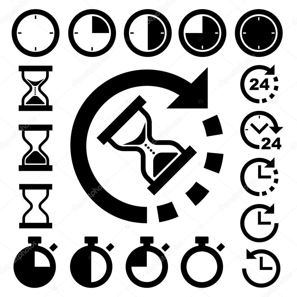 Clocks and time icons set