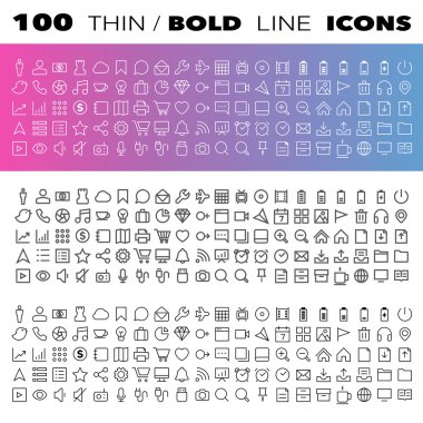 ince çizgi Icons set