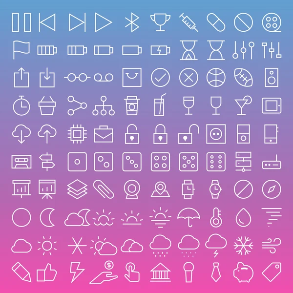 Thin Line Icons gesetzt — Stockvektor