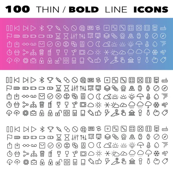 Thin Line Icons gesetzt — Stockvektor