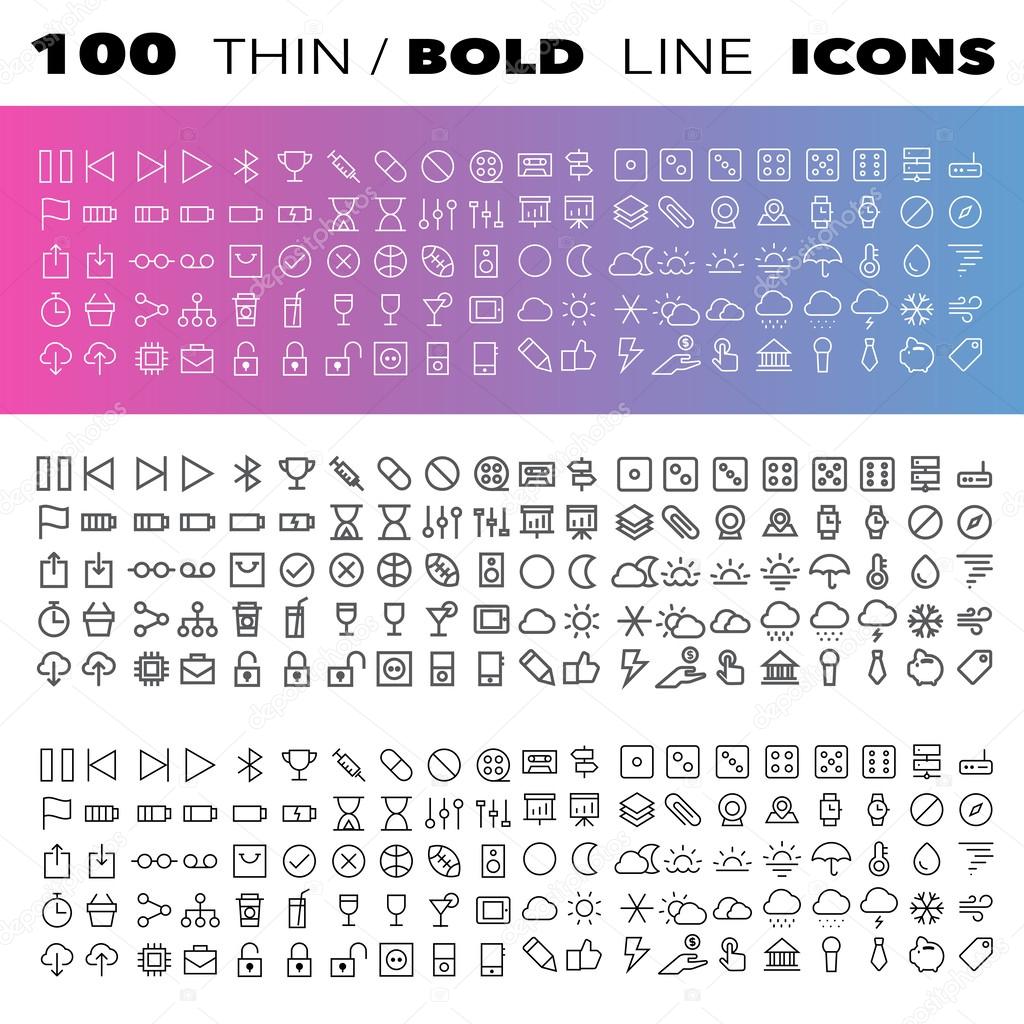 Thin Line Icons set