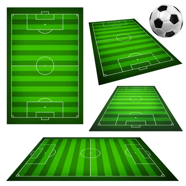 Ilustración de un campo de fútbol y pelota de fútbol —  Fotos de Stock