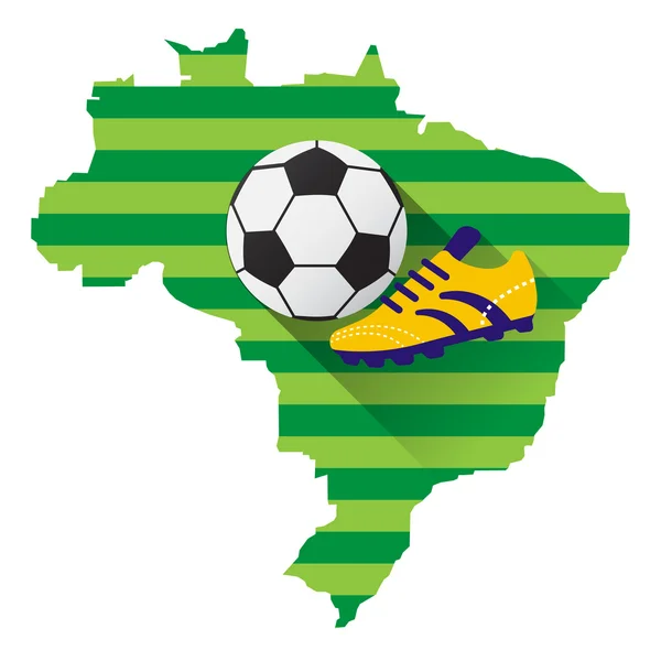 Brasil mapa com bola de futebol — Vetor de Stock