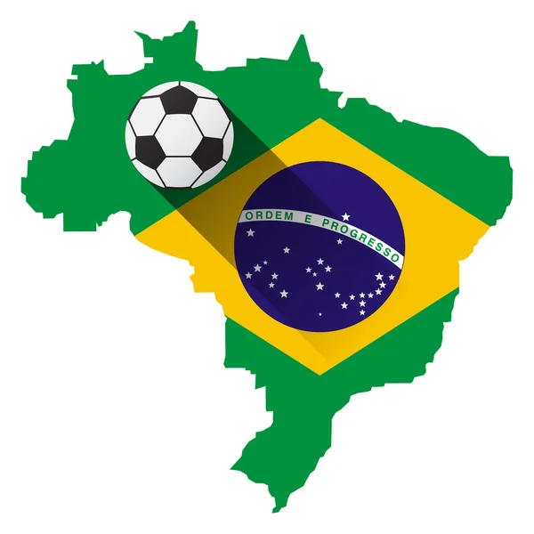 Brasil mapa com bola de futebol — Vetor de Stock