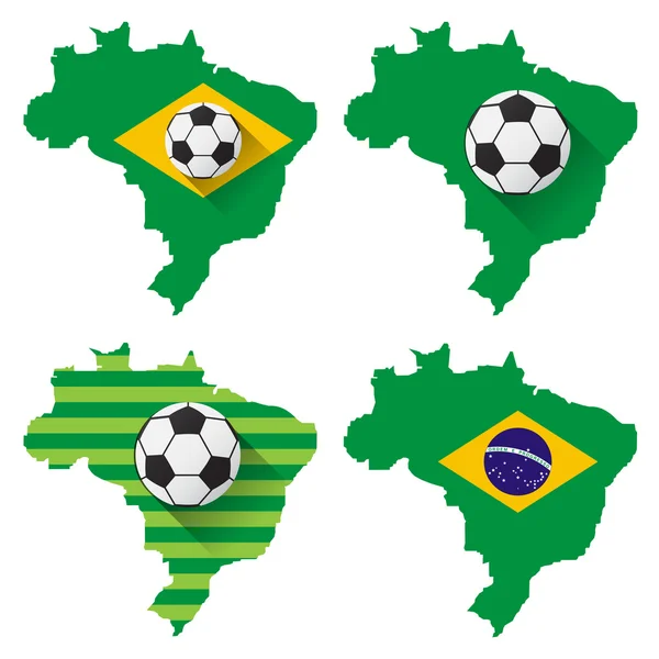 Brasilien-Karte mit Fußball — Stockvektor