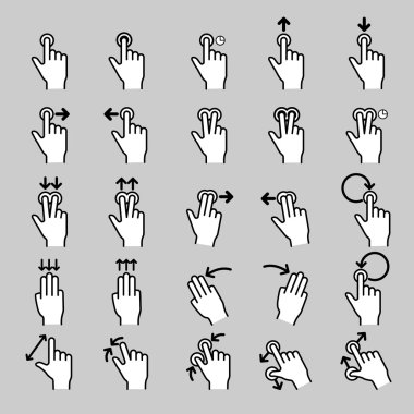 Dokunma hareketleri satır Icons set
