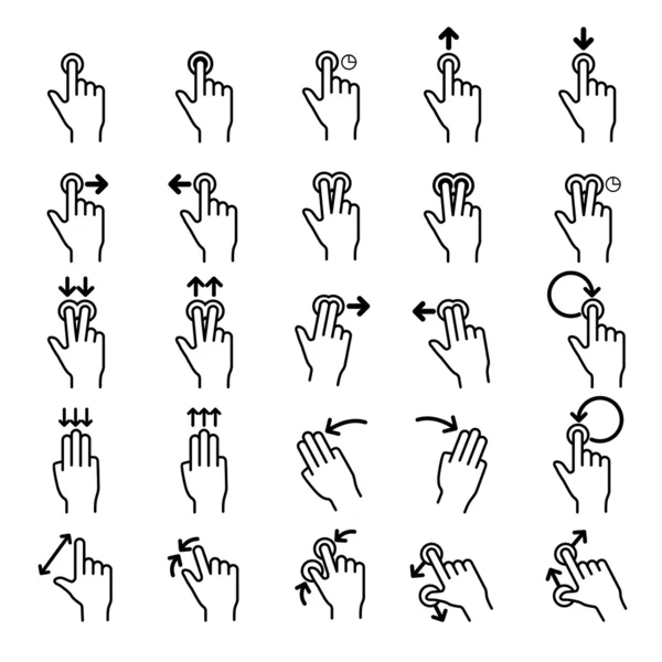 Touch gebaren lijn icons set — Stockvector