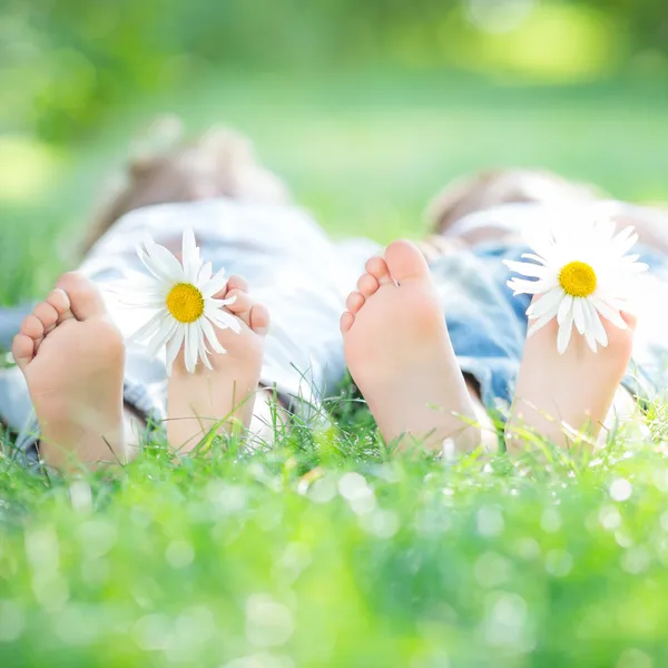 草の上に横たわる家族 — ストック写真