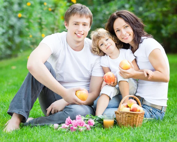 Happy family having picnic — Stock Photo, Image