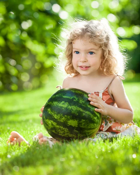 Child with watermelon — Stock Photo, Image