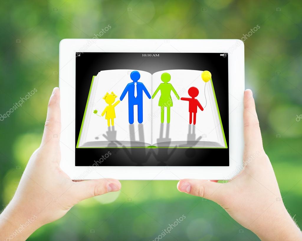 Man hands holding tablet PC