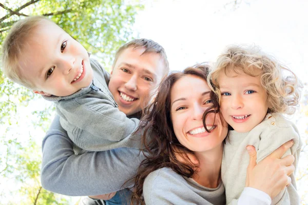 Low angle view of happy family Stock Photo