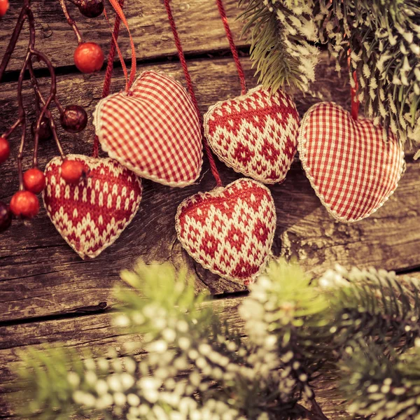 Christmas tree decorations hanging on branch — Stock Photo, Image