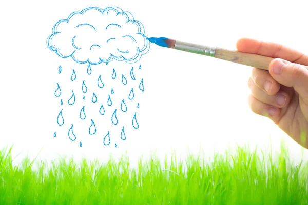 Drawing clouds and rain — Stock Photo, Image