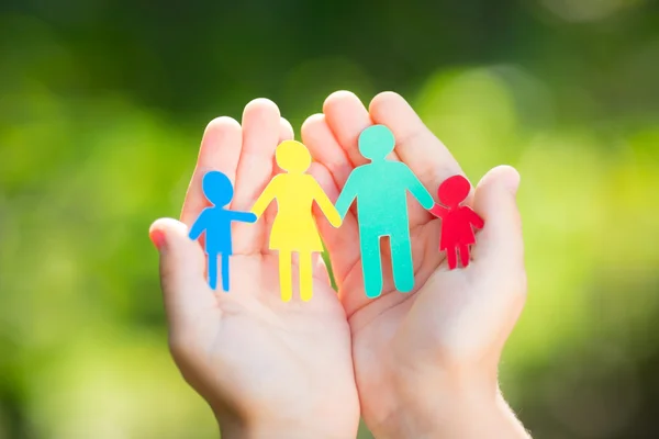 Paper family in hands — Stock Photo, Image