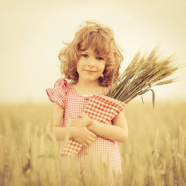Kind in tarweveld — Stockfoto
