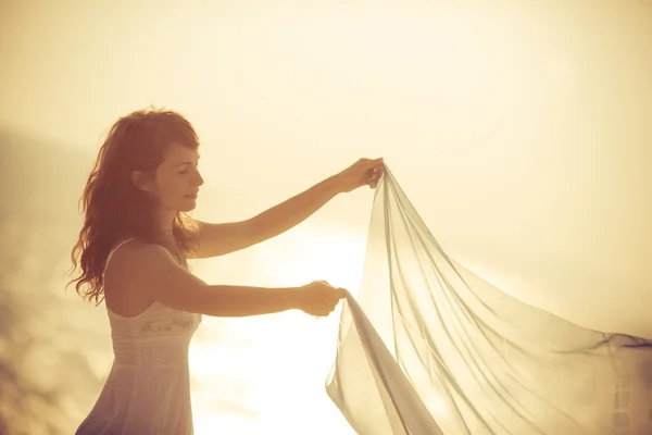 Silhouette of young woman — Stock Photo, Image