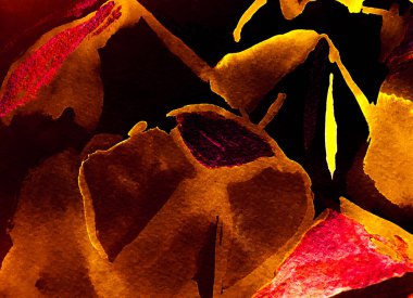 Dağ Çizimi. Asya Yürüyüşü Rocky arka planı. Eğlenceli Himalayalar. Suluboya Kore baskısı. Şekillendirilmiş Japon Suluboya Dağları. Fortuna Gold ve Yellow Çağdaş Geometrik Çizim.