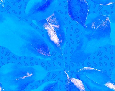 Schefflera Arboricola Kusursuz Düzen. Evergreen Variegated Walisongo Bitkisi ve Egzotik Çiçekler. Mavi ve İndigo Botanik Suluboya Baskı. Schefflera Aktinophylla Hayata Tekrarlanan Süs