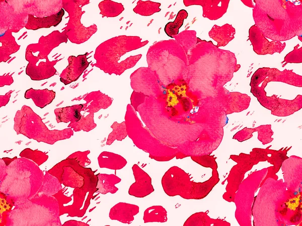 Υδατογραφία Τριαντάφυλλα Παιώνια Και Φύλλα Μοτίβο Χωρίς Ραφές Vintage Peonie — Φωτογραφία Αρχείου