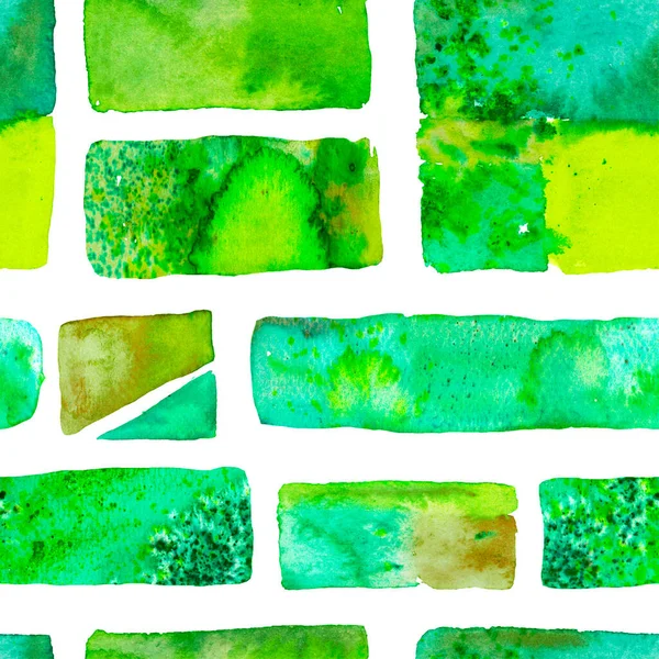 Zielony Teal Bauhaus Bezszwowy Wzór Środowisko Organiczne Linie Akwarelowe Freehand — Zdjęcie stockowe