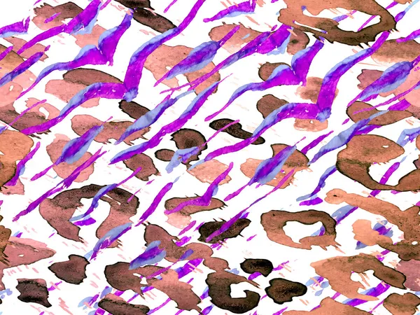 质子紫色几何动物纹理 非洲模式 条纹无缝图案 水彩画迷彩设计 Safari Tile 斑马皮打印 动物伪装背景 — 图库照片