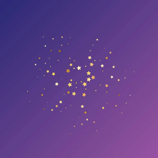 Star Sequin Confetti Neon Purple Background Vector Gold Glitter Partículas — Vetor de Stock