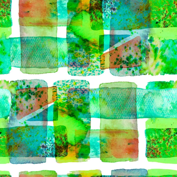 有机背景 自由手水彩线 70年代的彩色立方体图解 包豪斯无缝图案 绿色和Teal水彩画 非洲地理笔划 有趣的几何 — 图库照片