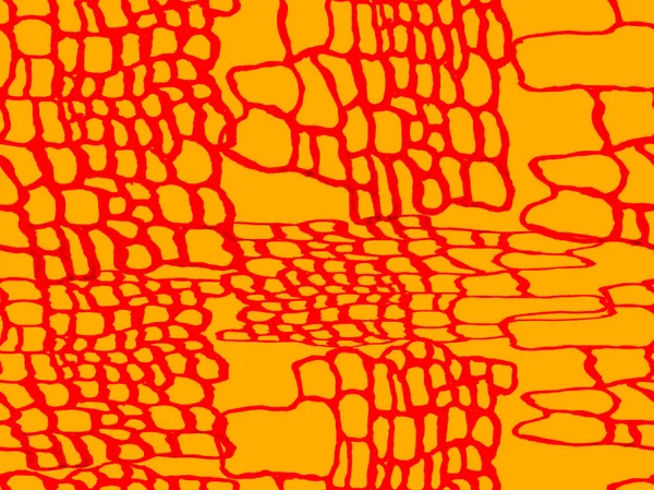 ラストオレンジ手描きクロコダイルパターン プレデターアニマルスキンプリント ドラゴンスキン模倣 アリゲーター閉鎖の背景 ワニのシームレスなパターン アフリカ動物革イラスト — ストック写真