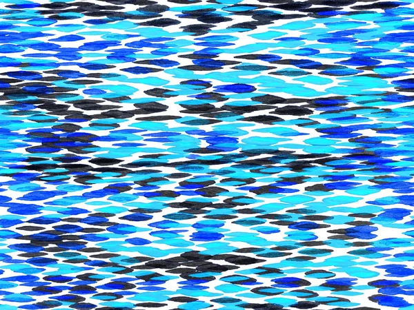地理対称Ikat Rapport 水彩民族デザイン スネークスキンランダムテクスチャ 夏のバスの背景 ブルーとインディゴ鮮やかな幾何学水着パターン 民族のシームレスなパターン — ストック写真