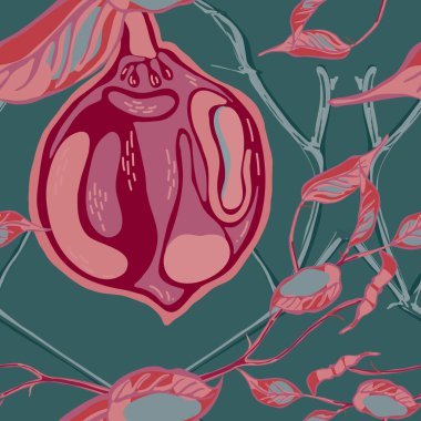 Limonsuz desen. Modern El Çizimi Arkaplanı. Basit İşaretli Kireç. Botanik Çizimi. Yeşil Ash ve Pembe Psikedelik Citron Motifi. Vektör Summer Citrus Yazdırma.