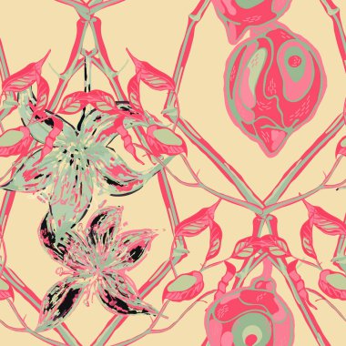 Limonsuz desen. Basit İşaretli Kireç. Botanik Çizimi. Modern El Çizimi Arkaplanı. Vector Summer Citrus Yazdırma. Yeşil Kül ve Pembe Psikedelik Citron Motifi.