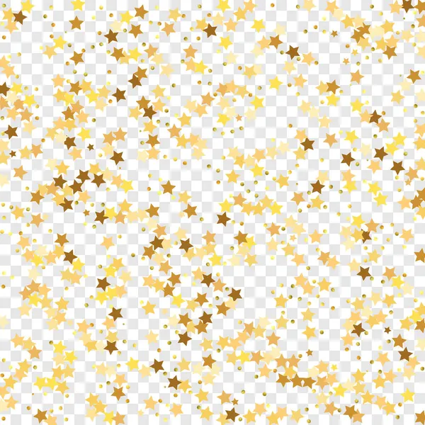 Star Sequin Confetti Прозрачном Фоне Изолированная Открытка День Рождения Золотые — стоковый вектор