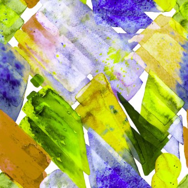 Tidewater Yeşili ve Mavi Bauhaus Kusursuz Şablon. Eğlenceli Geometri. Organik arka plan. Freehand Suluboya Hatları. 70 'lerin Renkli Kübizm İllüstrasyonu. Suluboya Moda Sanatı. Afrika Jeo Fırça Vuruşu.