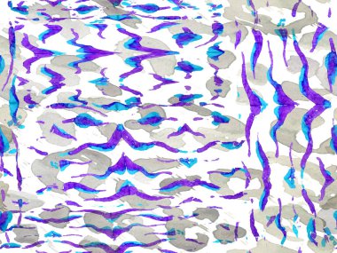 Afrika deseni. Çizgili, kusursuz desen. Zebra Deri İzi. Hayvan kamuflajı arka planı. Suluboya Kamuflaj Tasarımı. Soyut Safari fayansı. Geometrik hayvan dokusu. Klasik Mavi ve İndigo
