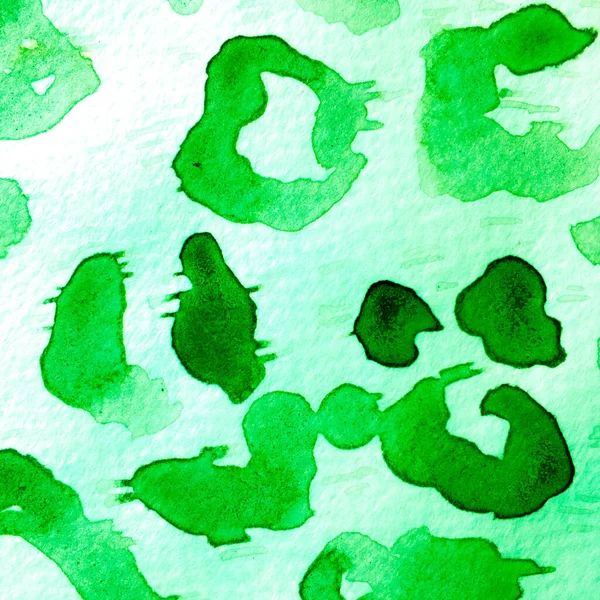 Hand Drawn Safari Surface Leopard Abstract Texture Green Turquoise Spot — Fotografia de Stock