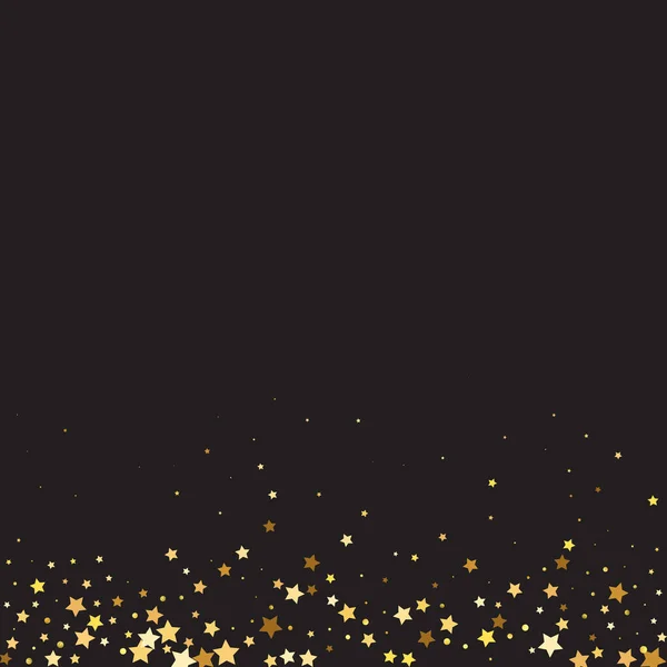 Star Sequin Confetti Zwarte Achtergrond Vector Gouden Glitter Vallende Deeltjes — Stockvector