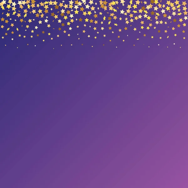 Star Sequin Confetti Neon Purple Achtergrond Vector Gouden Glitter Vallende — Stockvector