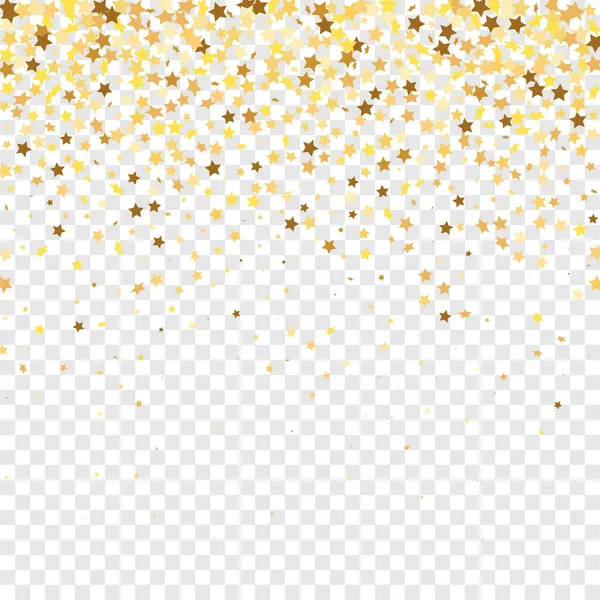 Star Sequin Confetti Transparent Background Vector Gold Glitter Falling Particles — Stockvektor