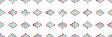 Başlık için dört katlı folyolu kusursuz desen. Mavi ve İndigo Geometrik Morrocan fayansı. Kafes Marakeş Suluboya Başlıklı. Rhombus Majolica Geçmişi. Dikenli suluboya Trellis. Damask Yazdırma.