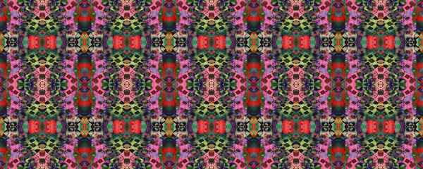 Azul Rojo Verde Pastel Fun Rectángulo Ikat Rapport Patrón Étnico — Foto de Stock