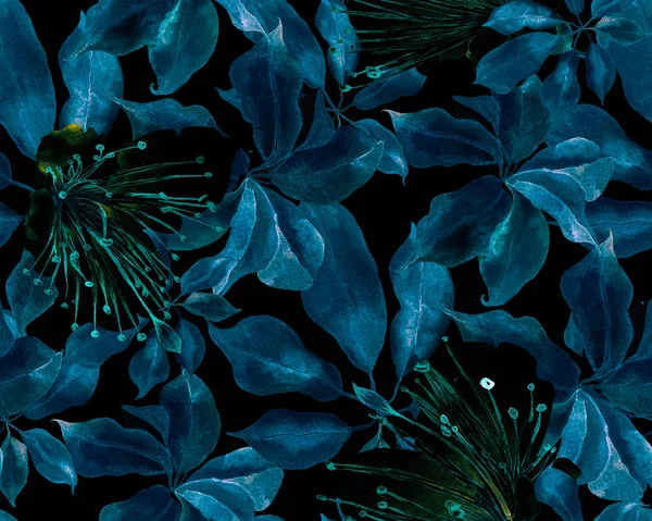 Schefflera Arboricola Seamless Pattern Schefflera Actinophylla Hayata Ornamento Repetido Estampado — Foto de Stock