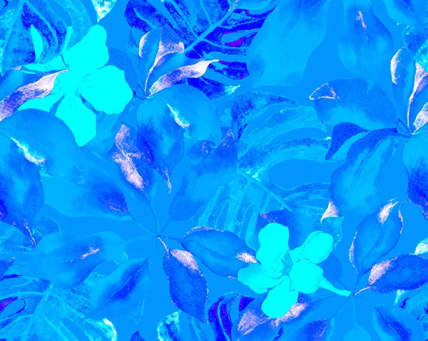 Schefflera Arboricola Seamless Pattern Μπλε Και Indigo Schefflera Actinophylla Hayata — Φωτογραφία Αρχείου