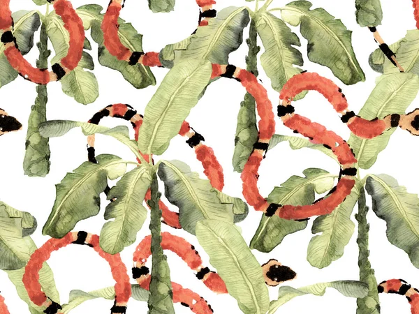 Aspid Seamless Pattern Elapidae Exotic Background Green Red Snake Skin — Stock Photo, Image